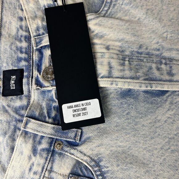 Edwin Womens Jeans 26 Light Blue Straight Leg Hana Ankle In Cielo 2021 ButtonFly - Picture 7 of 10